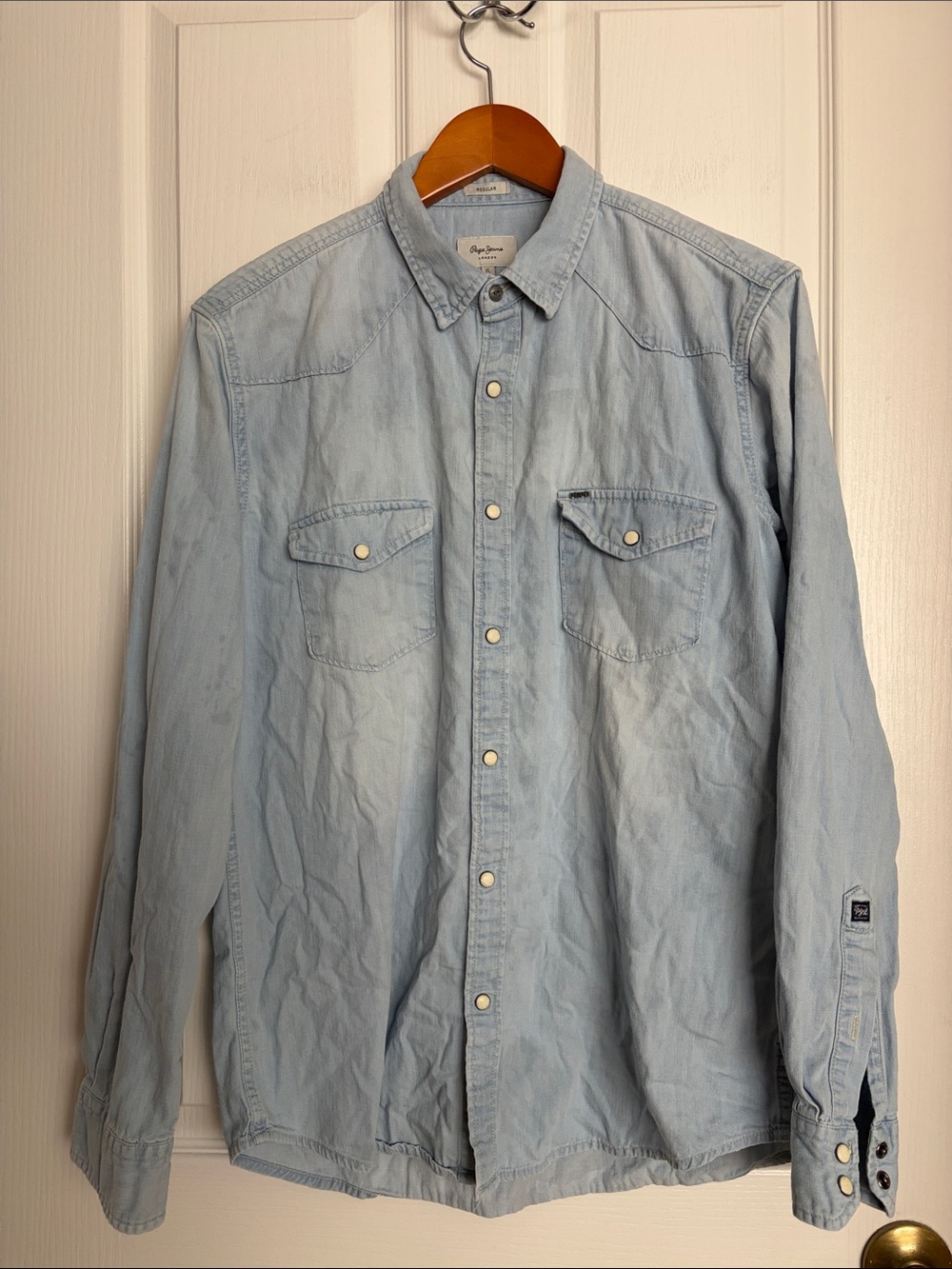 Pepe Jeans Light Blue Denim Button-Down Shirt